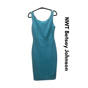 Betsey Johnson Turquoise Sleeveless Sheath Dress NWT Size 4 Cocktail Wedding